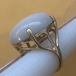 Vintage Old 14k White Jade RING WOW SZ 6 Nice